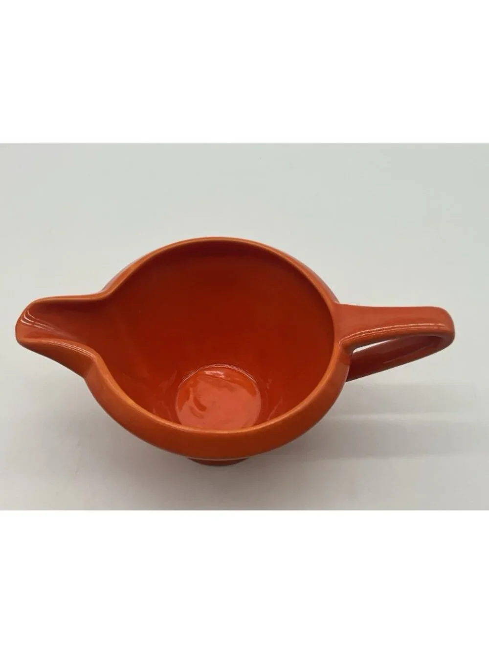 Homer Laughlin Harlequin Creamer and Lidded Sugar Bowl in a Red-Orange Glaze VTG